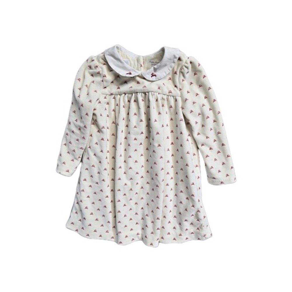 Ralph Lauren Baby Girls Reindeer Dress 18 Months  Velvet‎ Long Sleeves